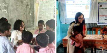 Shikha Devi with children of tea garden workers