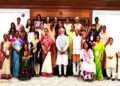 Prime Minister Narendra Modi and Women and Child Development Minister Smriti Irani with Nari Shakti Puraskar winners