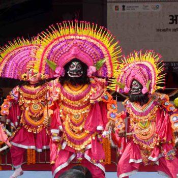 Chhau Artistes Presenting A Performance At Aadi Mahotsav