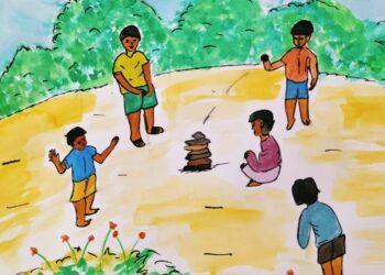Traditional Tribal Game Saat Goti (Illustration: Rupsita)