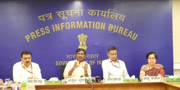 Tribal Affairs Minister Arjun Munda addressing media persons on 9 years of his Ministry's performance