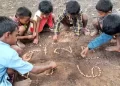 The Indian Tribal | Children learning counting through stones