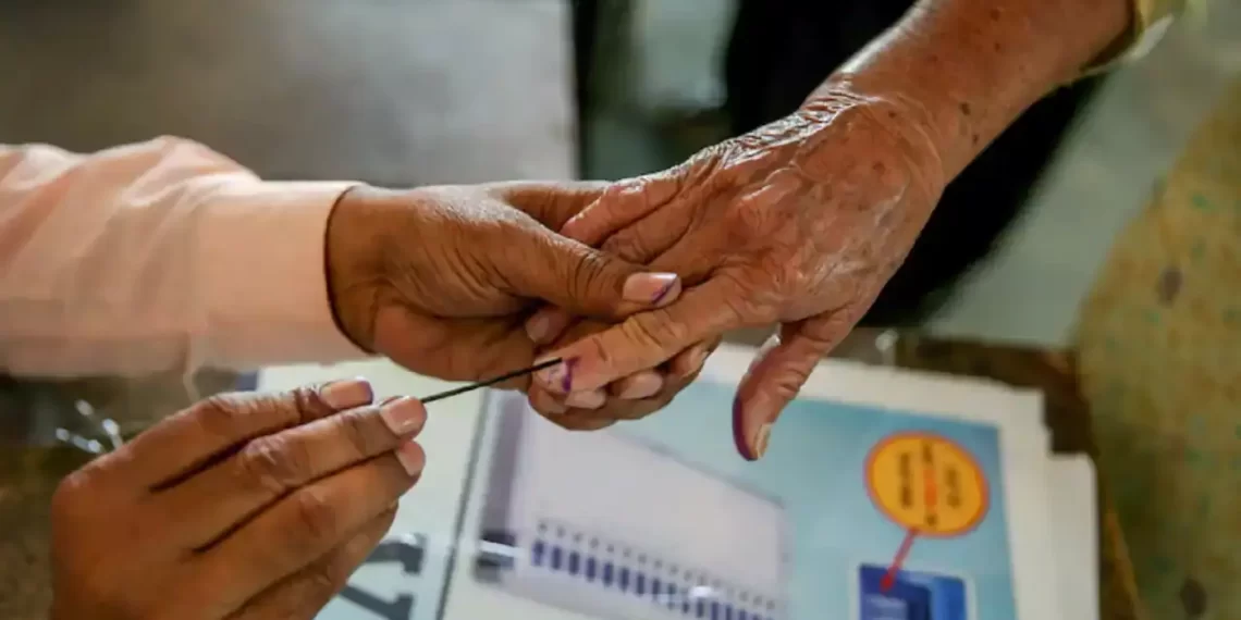 A Voter's Finger Being Inked Before Voting