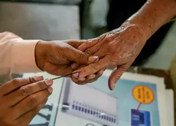 A Voter's Finger Being Inked Before Voting