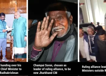 Hemant Soren handing over his resignation as Chief Minister